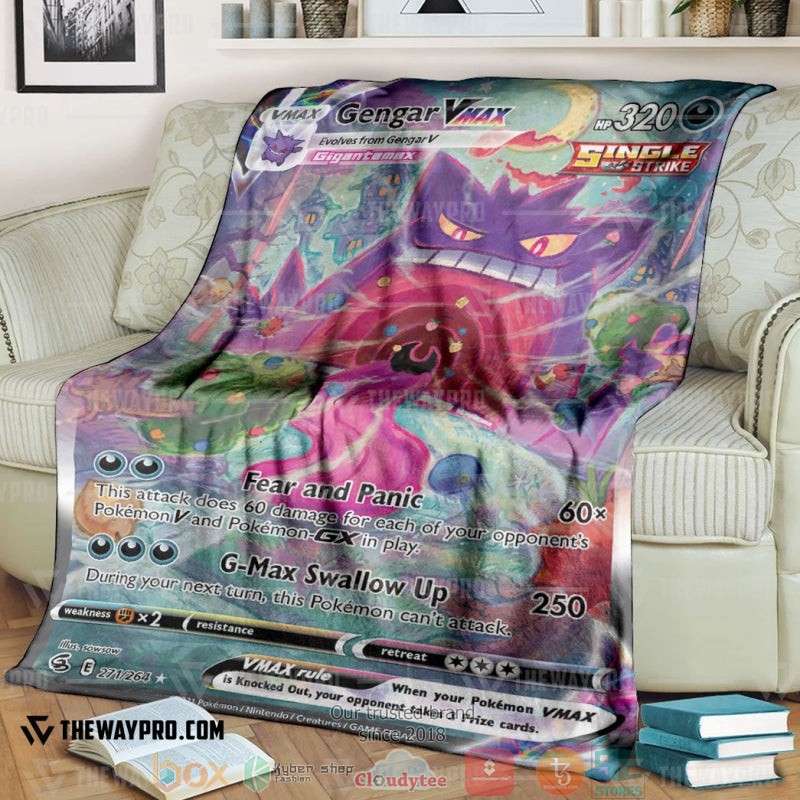 Pokemon Gengar Vmax Fear And Panic Fusion Strike Soft Blanket Pokemon Gengar Vmax Fear And Panic Fusion Strike Soft Blanket
