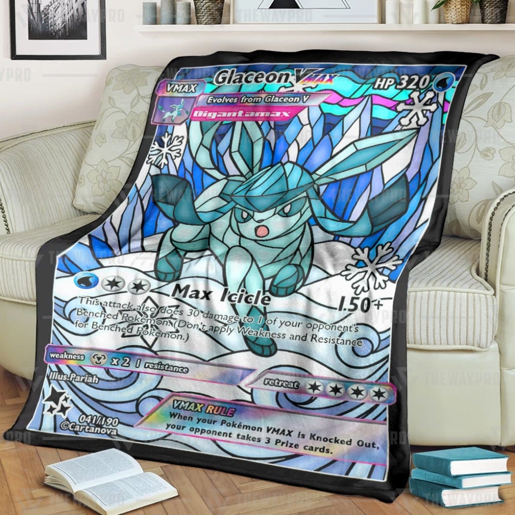 Pokemon Glaceon Hybrid Vmax Stain Glass Blanket Pokemon Glaceon Hybrid Vmax Stain Glass Blanket