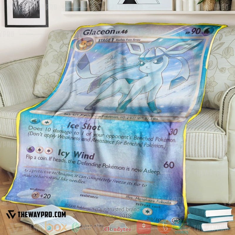 Pokemon Glaceon Majestic Dawn Soft Blanket Pokemon Glaceon Majestic Dawn Soft Blanket