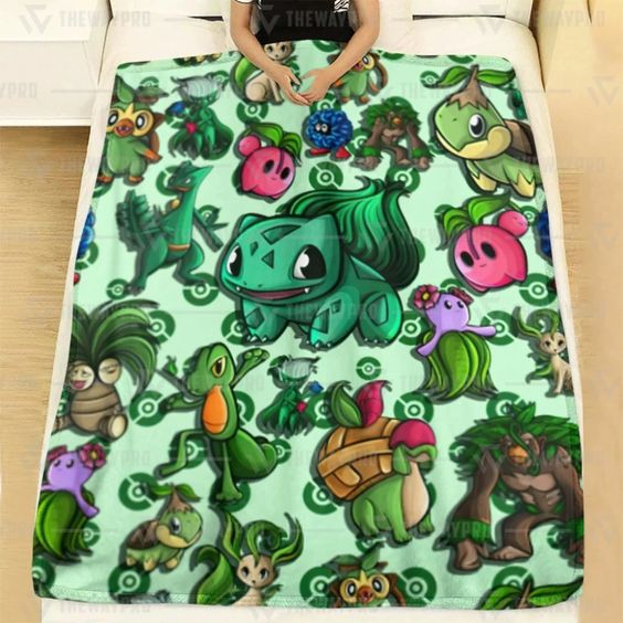 Pokemon Grass Soft Blanket Pokemon Grass Soft Blanket