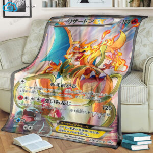 Pokemon Japanese Charizard Ex Card Full Print Soft Blanket