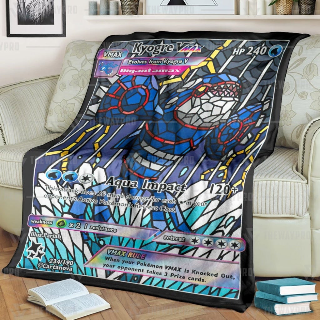 Pokemon Kyogre Hybrid Vmax Stain Glass Blanket Pokemon Kyogre Hybrid Vmax Stain Glass Blanket