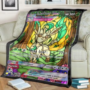 Pokemon Leafeon Hybrid Vmax Stain Glass Blanket