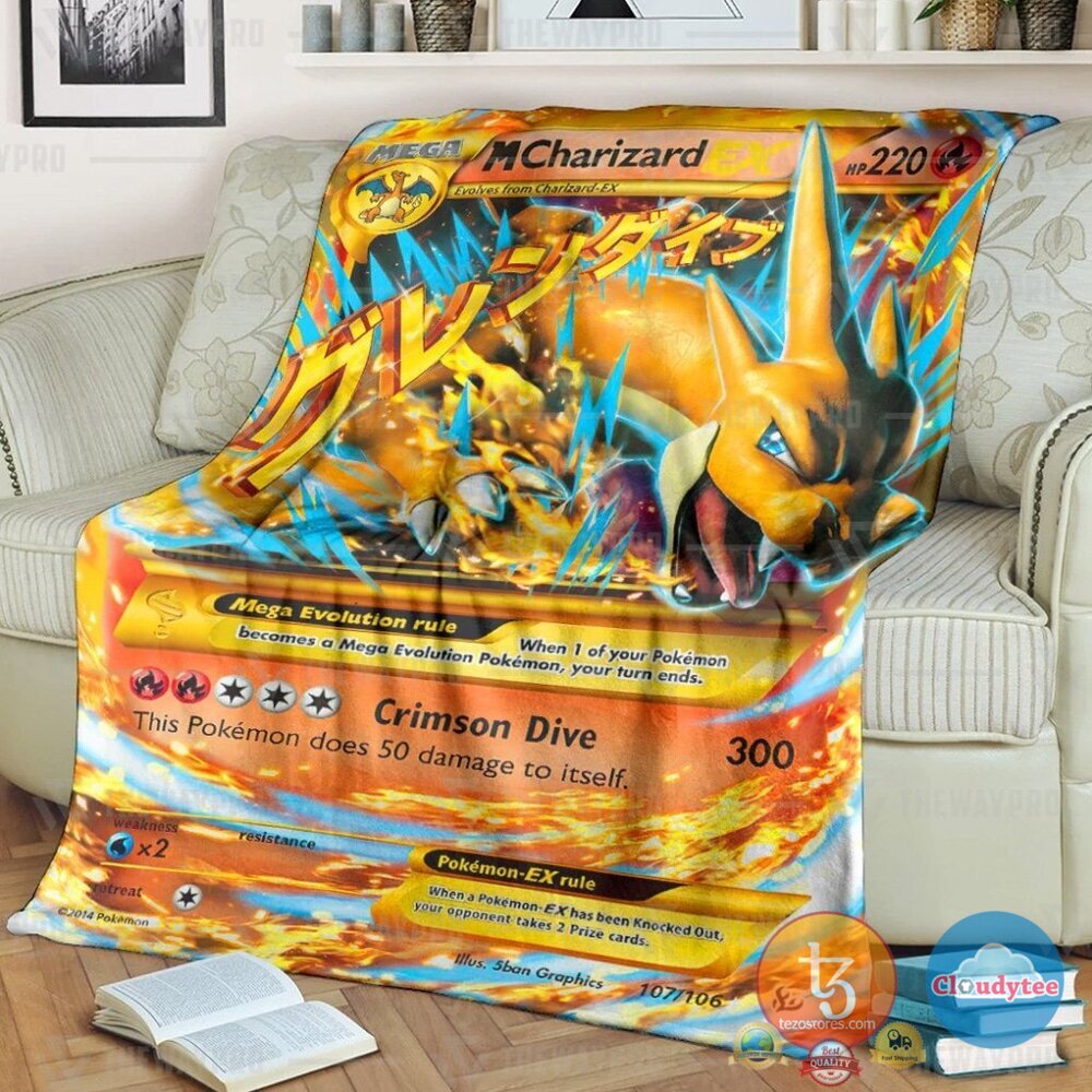 Pokemon M Charizard Ex Flashfire Blanket Pokemon M Charizard Ex Flashfire Blanket
