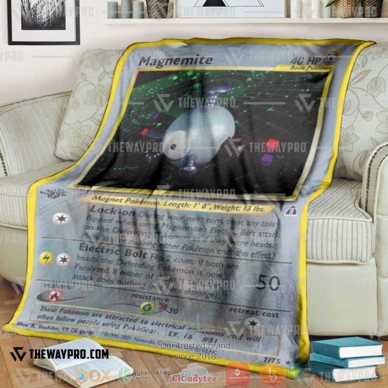 Pokemon Magnemite Holo 1St Edition Soft Blanket Pokemon Magnemite Holo 1St Edition Soft Blanket