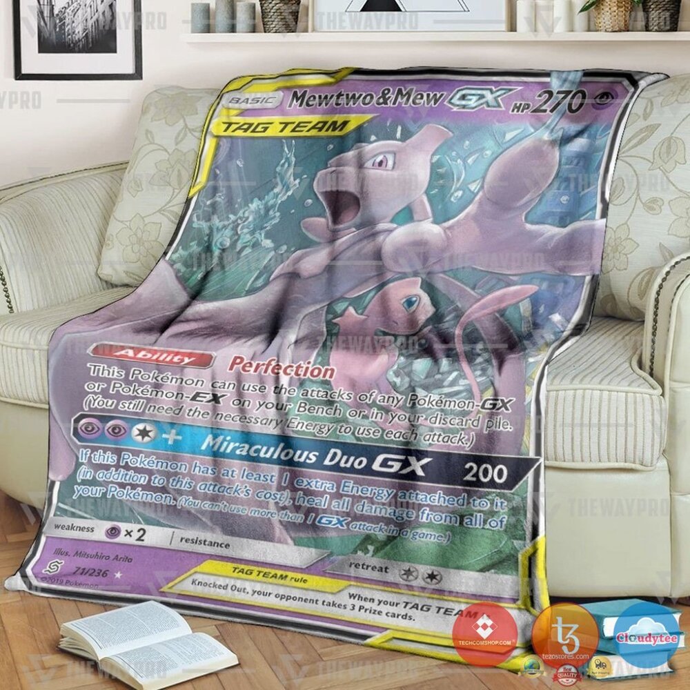 Pokemon Mewtwo And Mew Gx Unified Minds Blanket Pokemon Mewtwo And Mew Gx Unified Minds Blanket