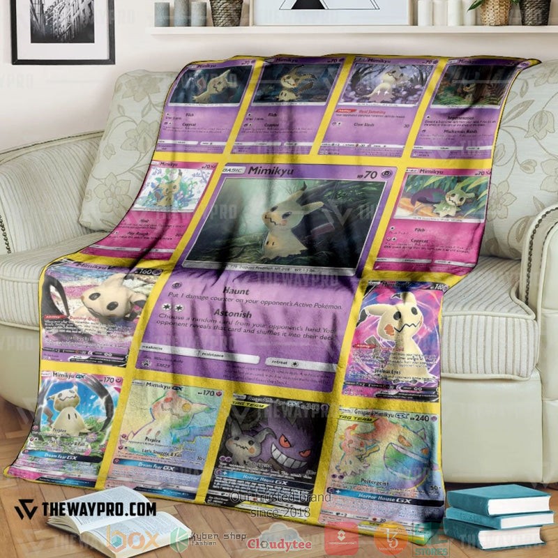 Pokemon Mimikyu Cards Version 2 Soft Blanket Pokemon Mimikyu Cards Version 2 Soft Blanket