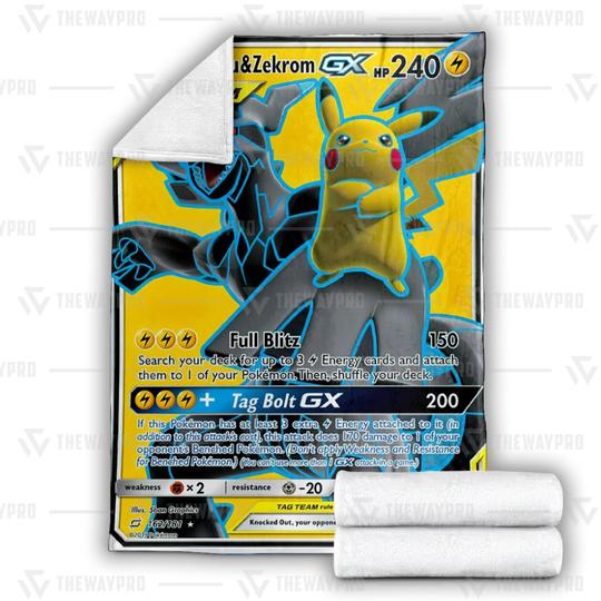 Pokemon Pikachu And Zekrom Gx Soft Blanket Pokemon Pikachu And Zekrom Gx Soft Blanket