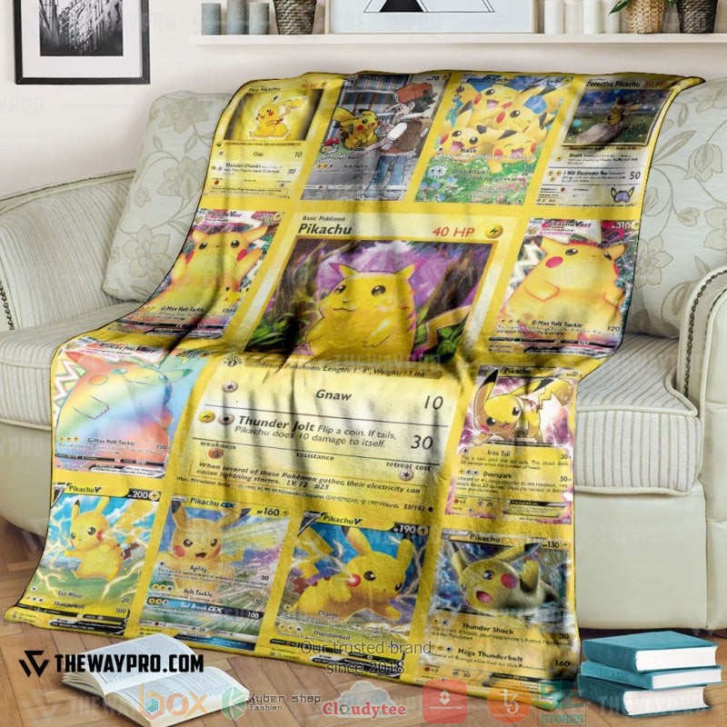 Pokemon Pikachu Cards Version 2 Soft Blanket Pokemon Pikachu Cards Version 2 Soft Blanket