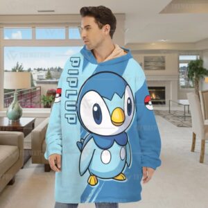 Pokemon Piplup Fleece Hoodie Blanket