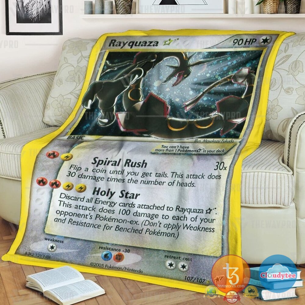 Pokemon Rayquaza Gold Star Holo Blanket Pokemon Rayquaza Gold Star Holo Blanket