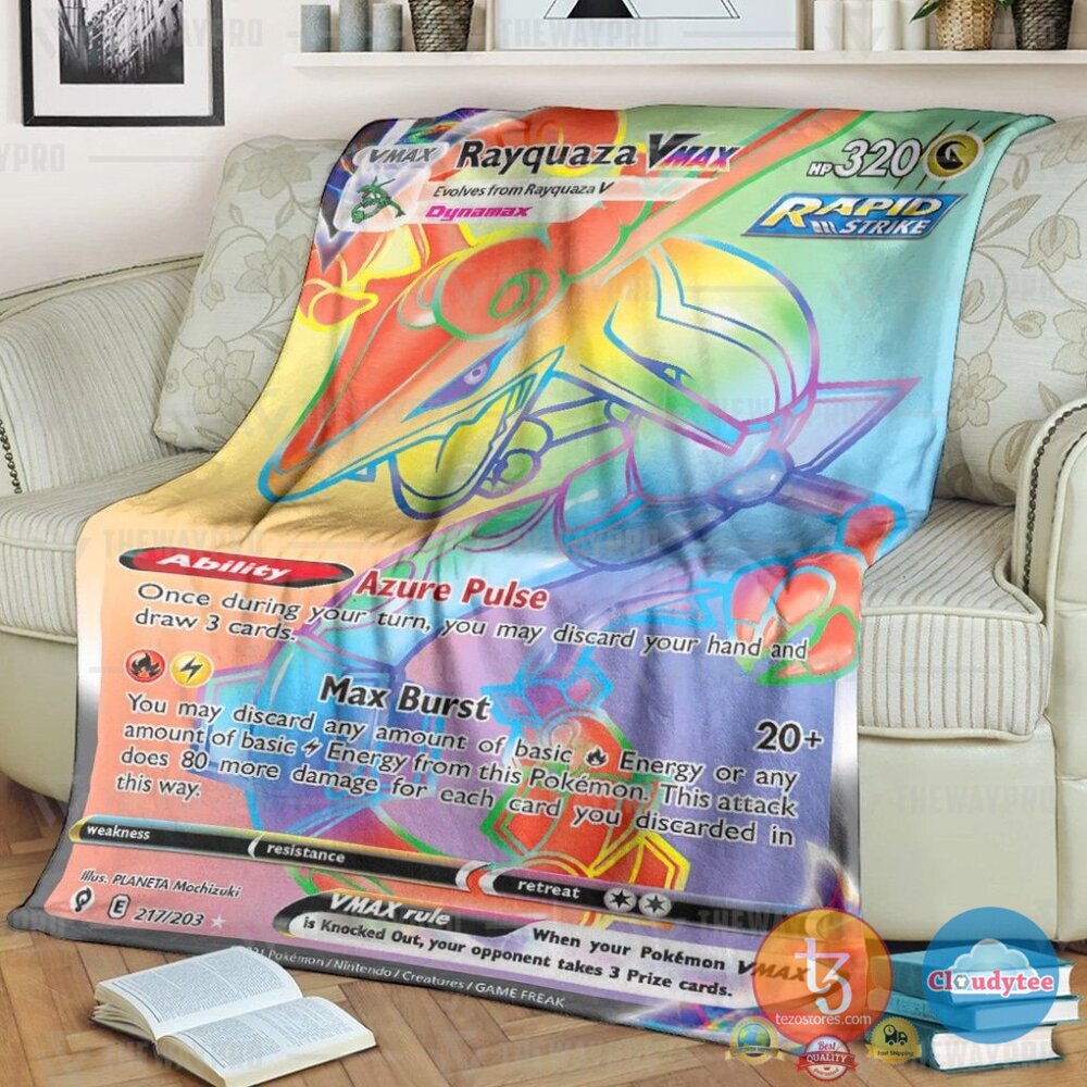 Pokemon Rayquaza Vmax Evolving Skies Blanket Pokemon Rayquaza Vmax Evolving Skies Blanket