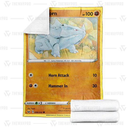 Pokemon Rhyhorn Custom Soft Blanket Pokemon Rhyhorn Custom Soft Blanket