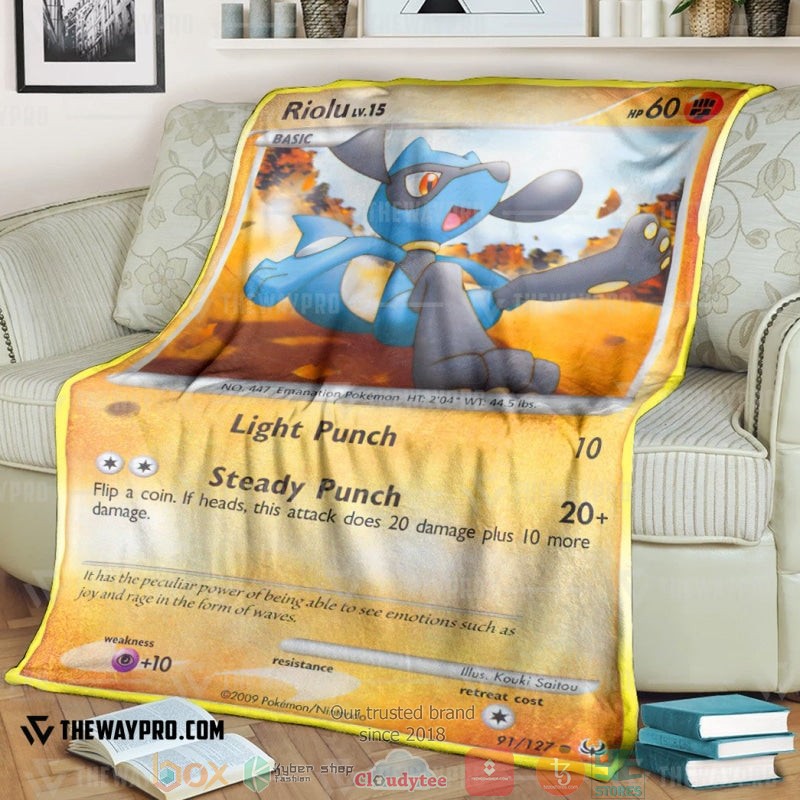 Pokemon Riolu Platinum Soft Blanket Pokemon Riolu Platinum Soft Blanket