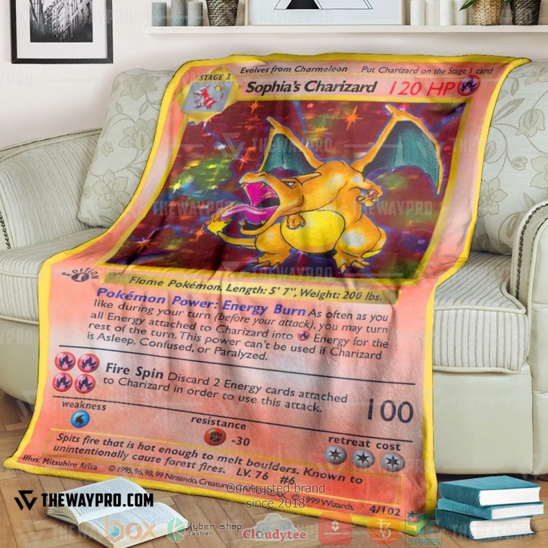 Pokemon Sophias Charizard First Edition Soft Blanket Pokemon Sophias Charizard First Edition Soft Blanket