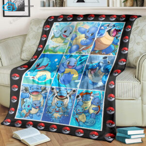 Pokemon Squirtle Wartortle Blastoise Full Print Soft Blanket