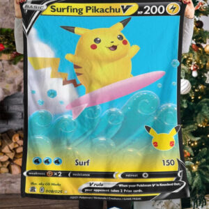 Pokemon Surfing Pikachu V Fleece Blanket