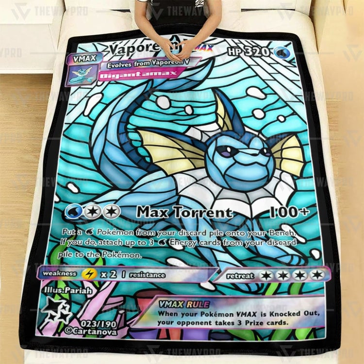Pokemon Vaporeon Hybrid Vmax Stain Glass Blanket Pokemon Vaporeon Hybrid Vmax Stain Glass Blanket