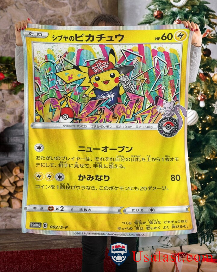 Shibuya Pikachu Pokemon Fleece Blanket Shibuya Pikachu Pokemon Fleece Blanket
