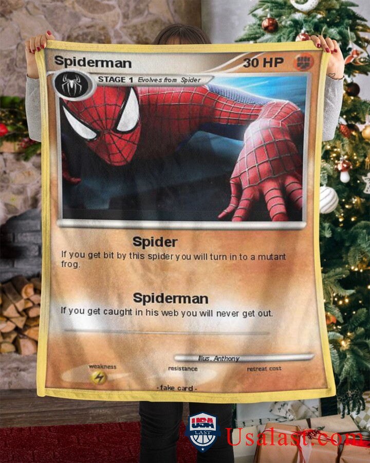 Spider Man Stage 1 Pokemon Card Fleece Blanket Spider Man Stage 1 Pokemon Card Fleece Blanket