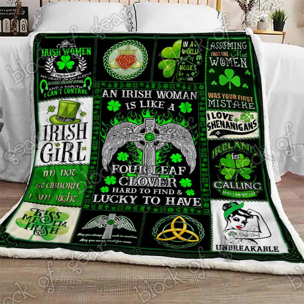 St Patricks Day An Irish Woman Is Like A Four Leaf Clover All Over Printed Blanket St Patricks Day An Irish Woman Is Like A Four Leaf Clover All Over Printed Blanket