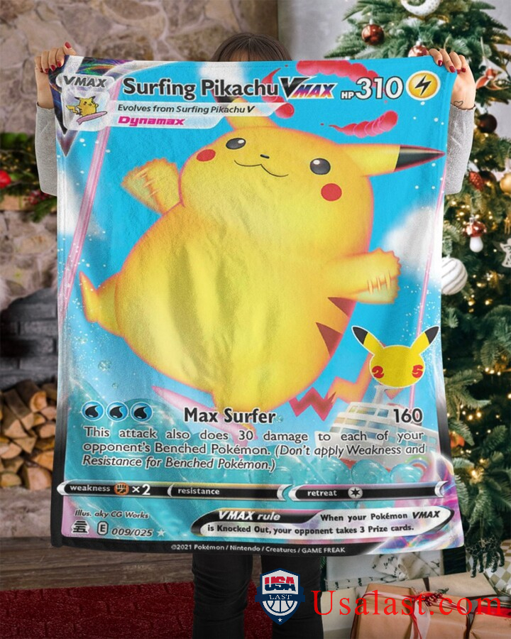 Surfing Pikachu Vmax Pokemon Fleece Blanket Surfing Pikachu Vmax Pokemon Fleece Blanket