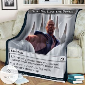 Tmid 17 Teferi Who Slows The Sunset Emblem Mtg Game Magic The Gathering Blanket