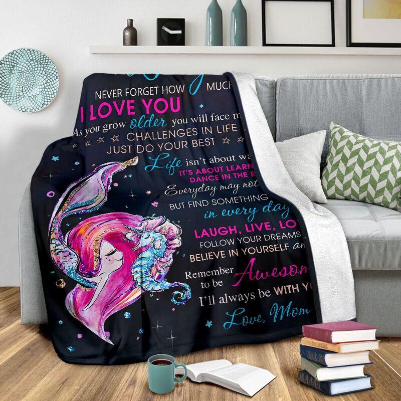 To My Daughter Never Forget That I Love You Mermaid Blanket To My Daughter Never Forget That I Love You Mermaid Blanket