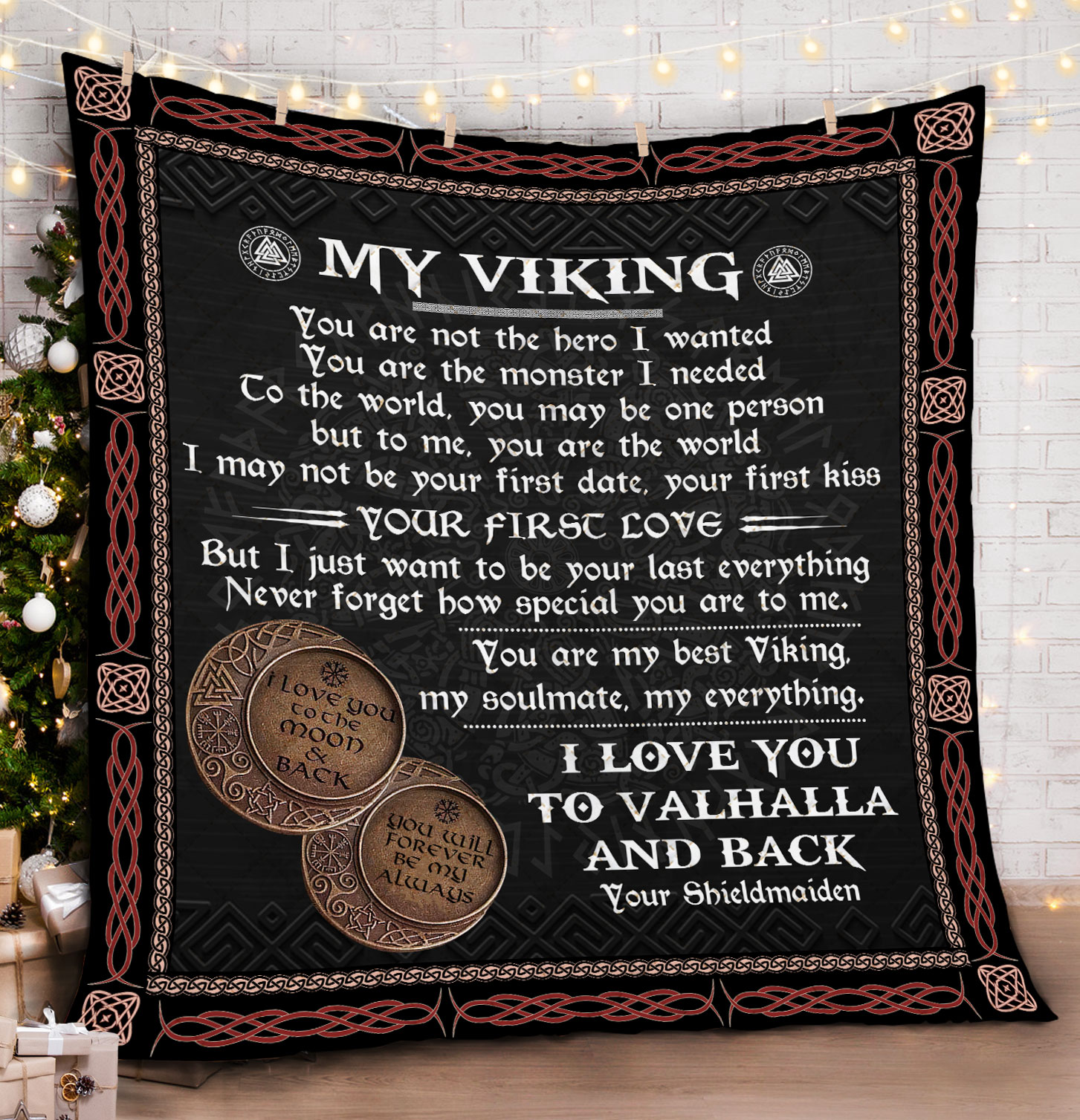 To My Viking I Love You To Valhalla And Back All Over Printed Blanket To My Viking I Love You To Valhalla And Back All Over Printed Blanket