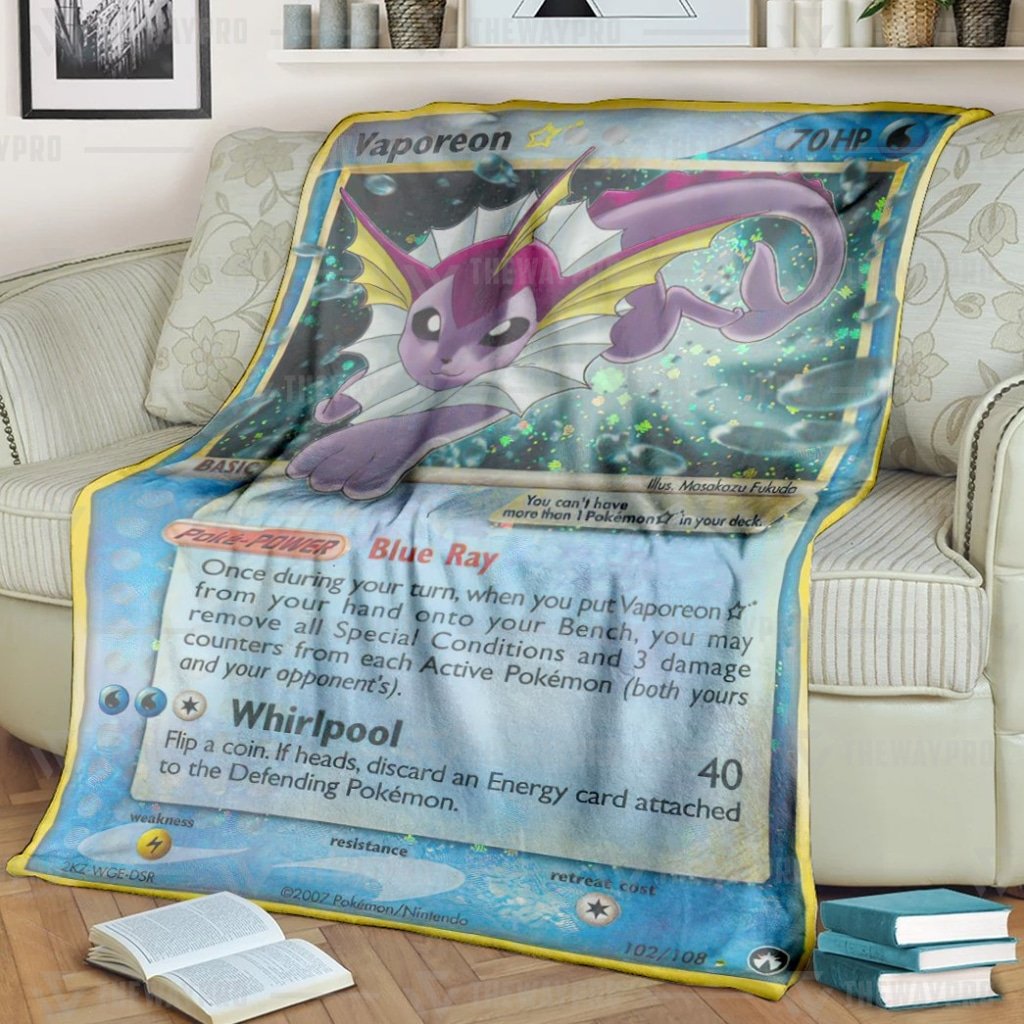 Vaporeon Gold Star Pokemon Blanket Vaporeon Gold Star Pokemon Blanket