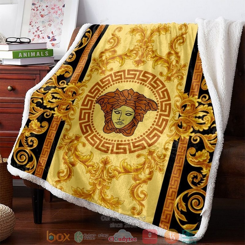 Versace Black And Gold Fleece Blanket Versace Black And Gold Fleece Blanket