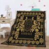 Versace Brand Flower Black Dark Yellow Blanket
