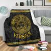 Versace Gold Hide Pattern Black Fleece Blanket