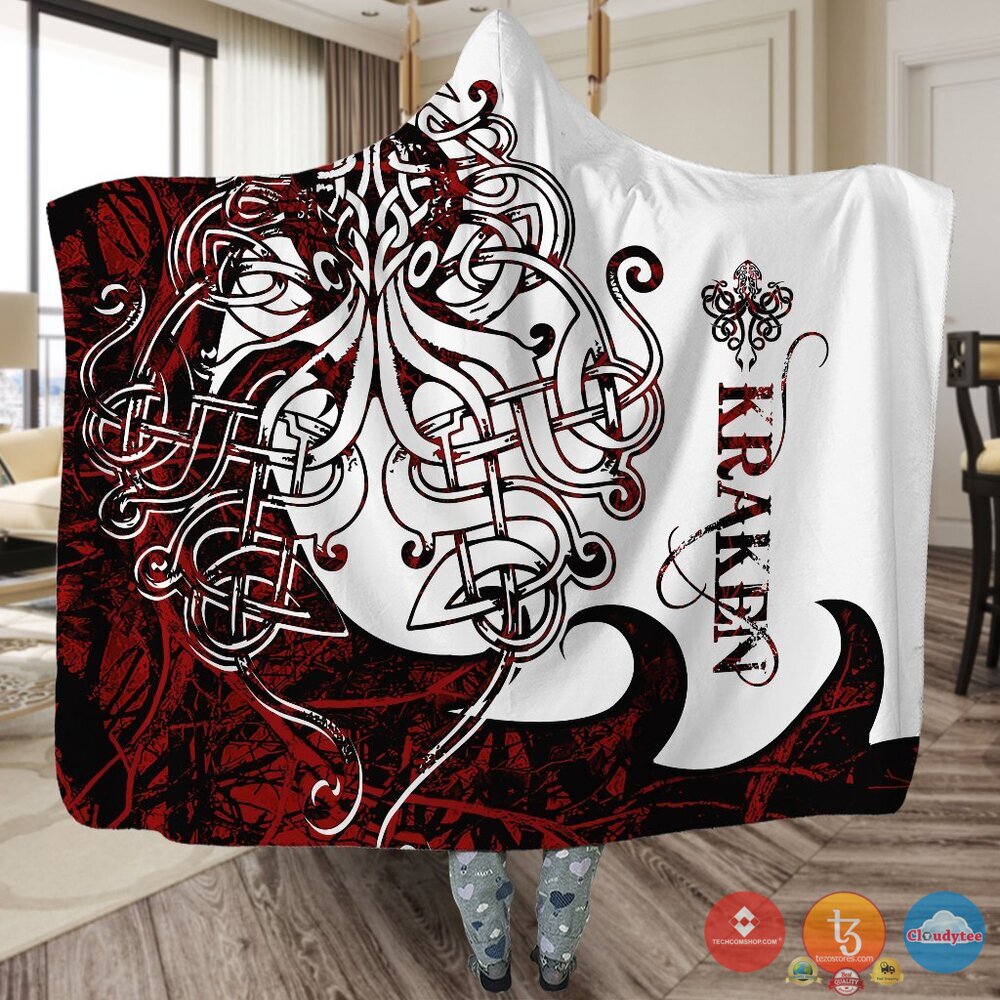 Viking Kraken Red White Blanket Viking Kraken Red White Blanket