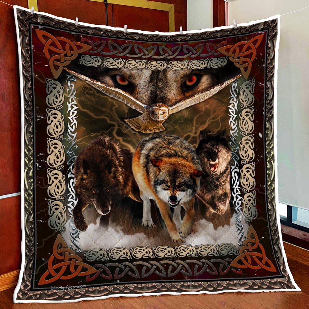 Viking Wolves And Owls All Over Printed Blanket Viking Wolves And Owls All Over Printed Blanket