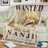 Wanted Only Alive Sanji One Piece Blanket
