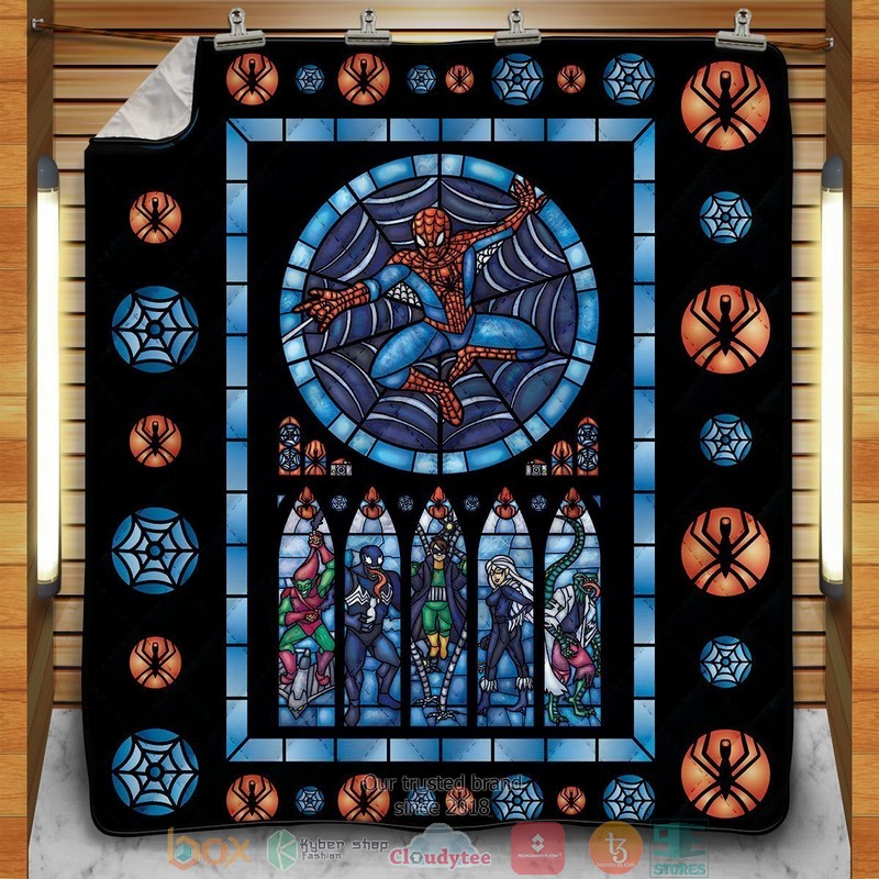 Webslinger Stained Glass Quilt Blanket Webslinger Stained Glass Quilt Blanket