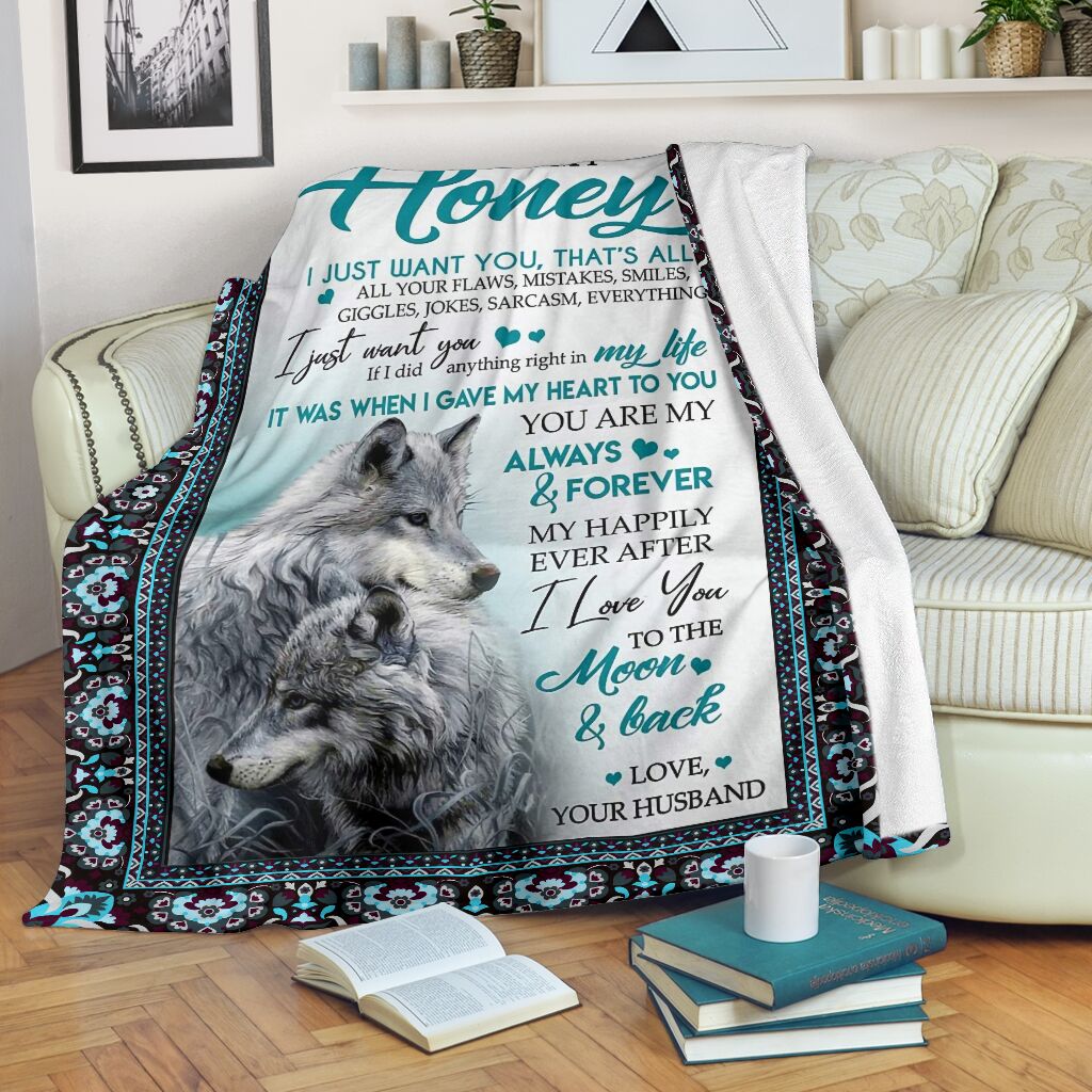 Wolf Message To My Honey I Love You To The Moon And Back Blanket Wolf Message To My Honey I Love You To The Moon And Back Blanket