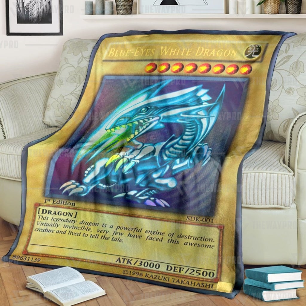 Yu Gi Oh Blue Eyes White 1St Edition Dragon Blanket Yu Gi Oh Blue Eyes White 1St Edition Dragon Blanket