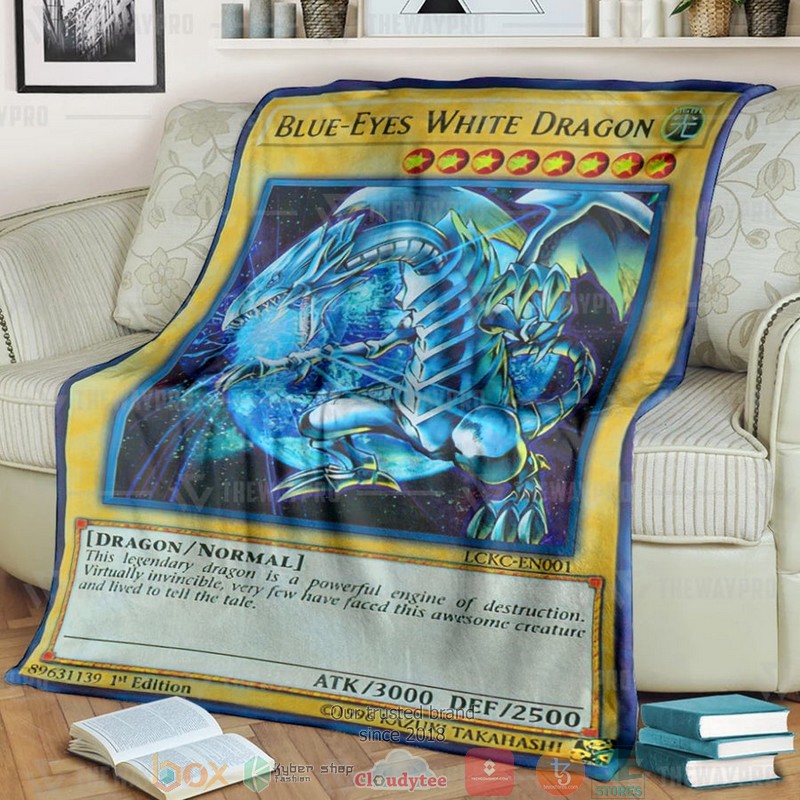 Yu Gi Oh Blue Eyes White Dragon Soft Blanket Yu Gi Oh Blue Eyes White Dragon Soft Blanket