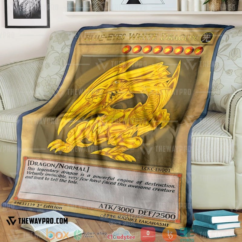 Yu Gi Oh Golden Blue Eyes White Dragon Card Soft Blanket 2 Yu Gi Oh Golden Blue Eyes White Dragon Card Soft Blanket 2