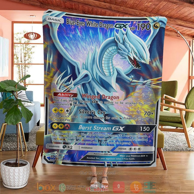 Yu Gi Oh Pkm Blue Eyes White Dragon Gx Soft Blanket Yu Gi Oh Pkm Blue Eyes White Dragon Gx Soft Blanket