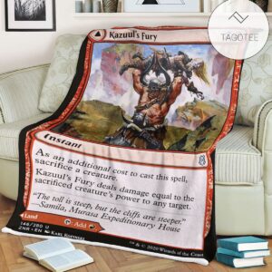 Znr 146 Kazuul S Fury Mtg Game Magic The Gathering Fleece Blanket