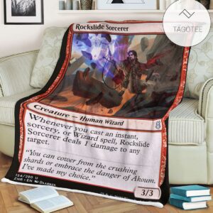 Znr 154 Rockslide Sorcerer Mtg Game Magic The Gathering Fleece Blanket