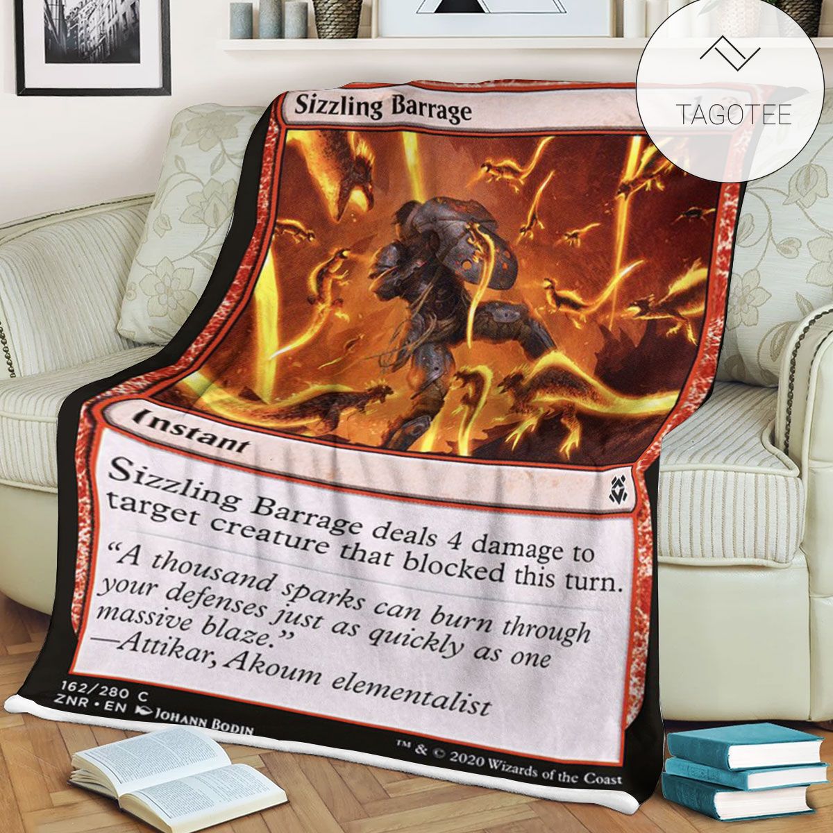 Znr 162 Sizzling Barrage Mtg Game Magic The Gathering Fleece Blanket Znr 162 Sizzling Barrage Mtg Game Magic The Gathering Fleece Blanket