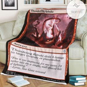 Znr 170 Thundering Rebuke Mtg Game Magic The Gathering Fleece Blanket