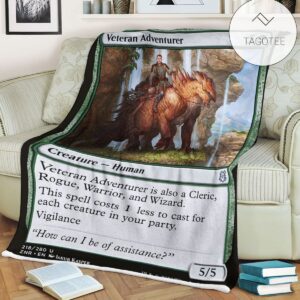 Znr 218 Veteran Adventurer Mtg Game Magic The Gathering Fleece Blanket