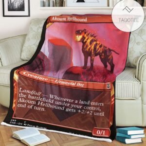Znr 299 Akoum Hellhound Mtg Game Magic The Gathering Fleece Blanket
