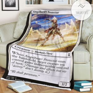 Znr 3 Angelheart Protector Mtg Game Magic The Gathering Fleece Blanket