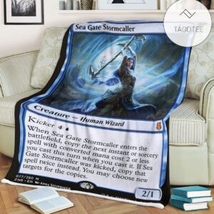 Znr 77 Sea Gate Stormcaller Mtg Game Magic The Gathering Fleece Blanket